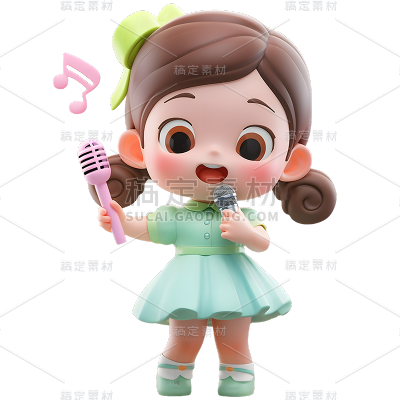 通用3D卡通感可爱小女孩儿童人物贴纸