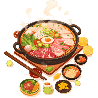 美食手绘风炖煮菜肴