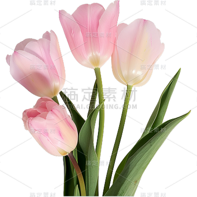 植物通用粉色实景郁金香元素素材