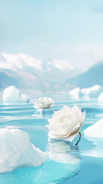 植物系列实景感水波纹鲜花背景