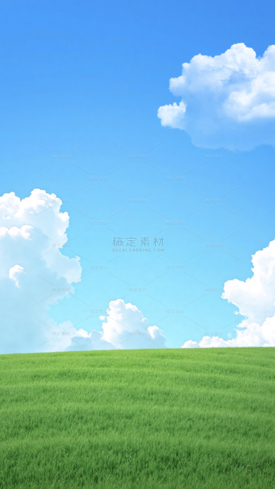 风光系列实景感蓝天白云草坪电商背景