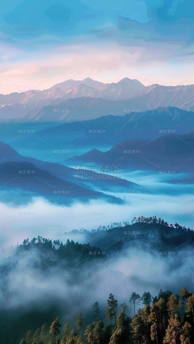 风光通用实景云雾重山背景图片素材