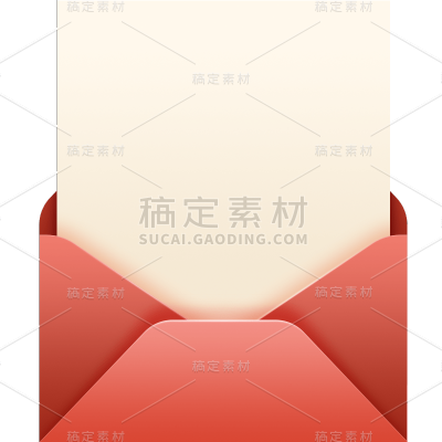 通用边框红色信封邀请函贴纸元素素材