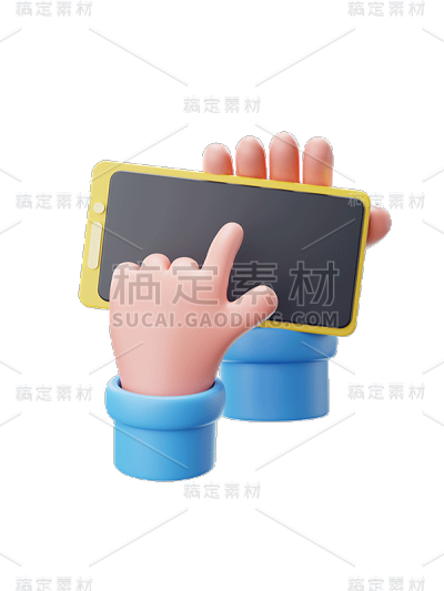3D立体手拿手机元素