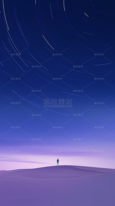 风光系列合成-长曝光星空剪影通用背景素材