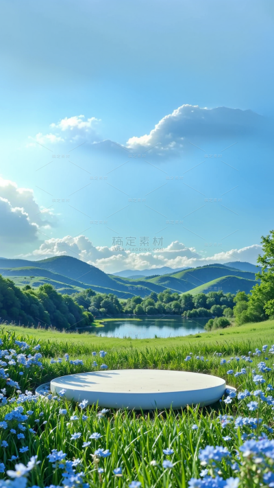 风光系列实景蓝天草地场景背景