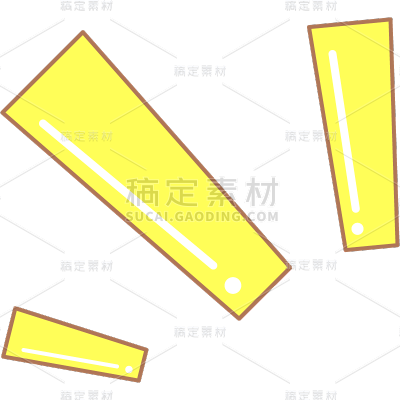 通用描边扁平风手绘黄色边框爆炸提示元素素材