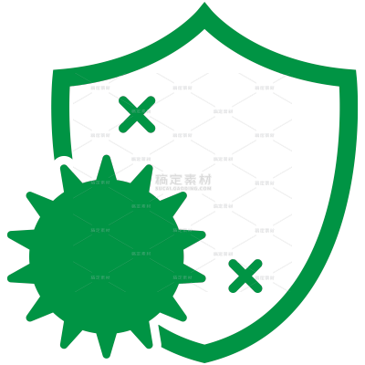 图标系列生物医疗绿色盾牌病毒元素（td）