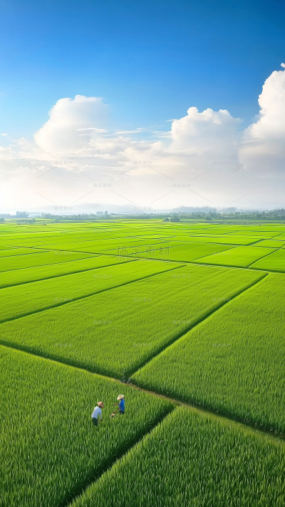 芒种实景感大全景麦田天空背景