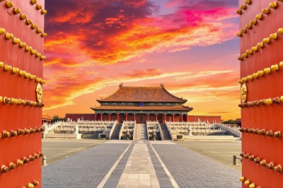 常规内容-建筑系列实景感晚霞古建筑背景