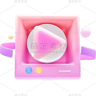 促销电商3D立体C4D直播播放器元素素材