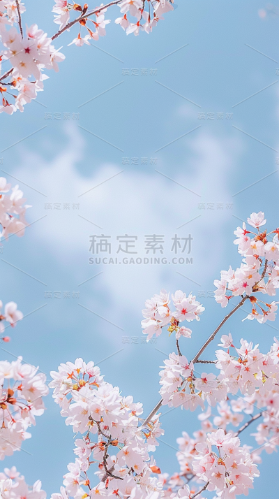 植物通用实景樱花天空仰拍场景背景图片素材