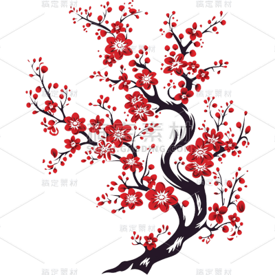 中国风红色梅花