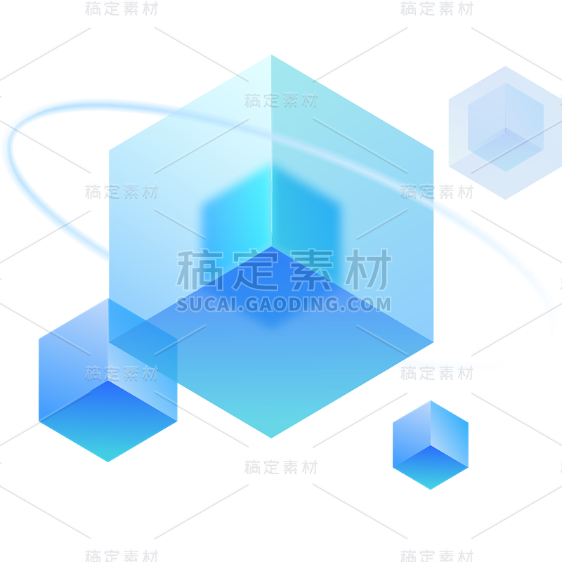 通用元素蓝色科技风立体方块元素