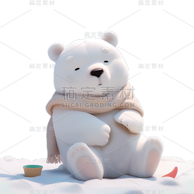 通用可爱感3D立体白色熊元素贴纸