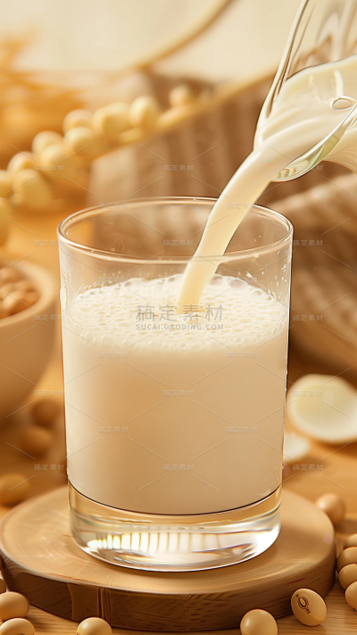 饮品系列写实倒豆浆图片