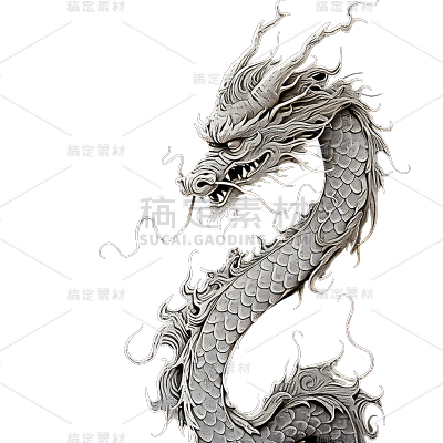 通用插画神话生物中式龙元素贴纸