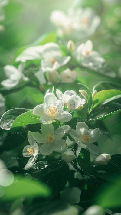 植物通用实景清新茉莉花鲜花背景场景图片素材