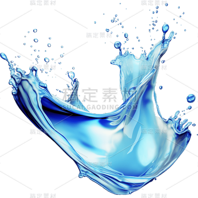 3D风格蓝色浪花贴纸