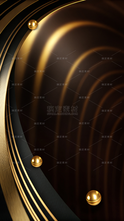 背景系列黑金线条渐隐+金球背景