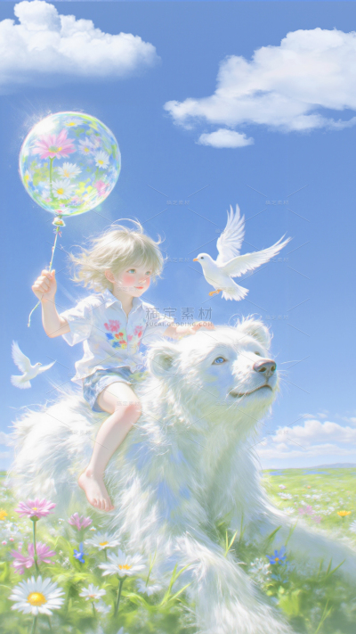 儿童节梦幻光感小孩玩具熊插画背景
