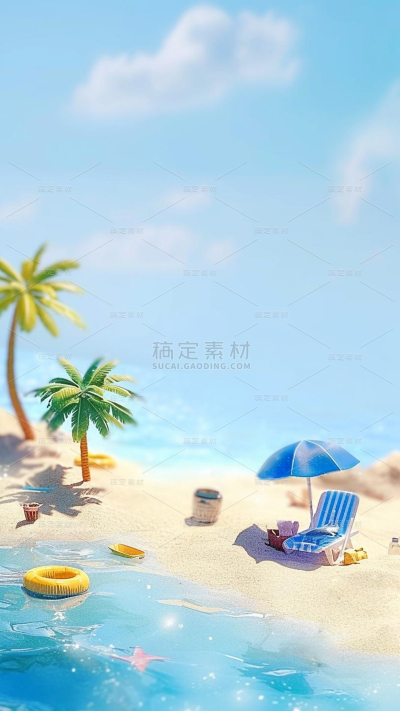 风光通用微缩沙滩场景背景图片素材