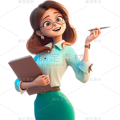 人物系列通用3D皮克斯商务女性卡通人物贴纸