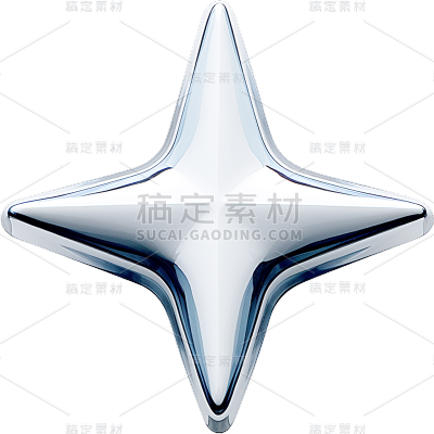 通用3D立体C4D银色星星元素素材
