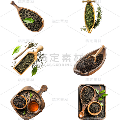 植物通用实景烘焙茶叶工具组合元素素材