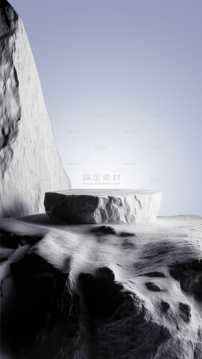 风光系列写实简约岩石展台背景