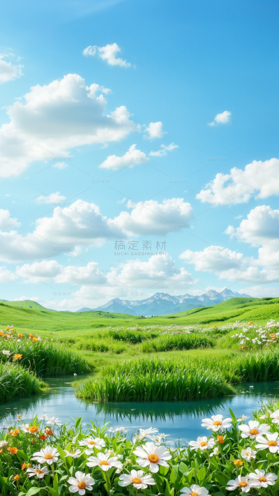 风光系列实景蓝天草地场景背景