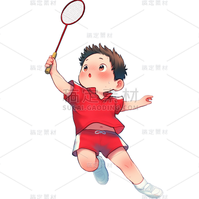 巴黎奥运会可爱Q版插画奥运人物贴纸-羽毛球