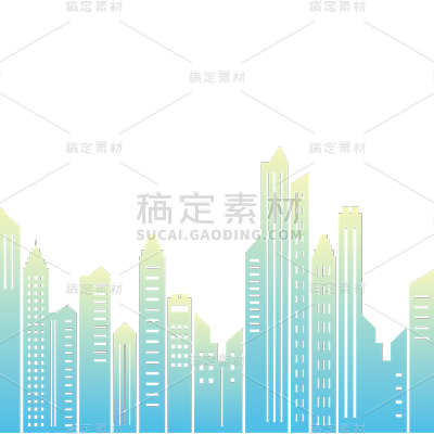 矢量扁平城市剪影