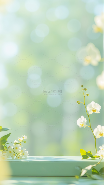 背景系列写实清新感植物光斑展台背景