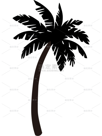 通用剪影风单色夏季椰子树图标贴纸元素素材