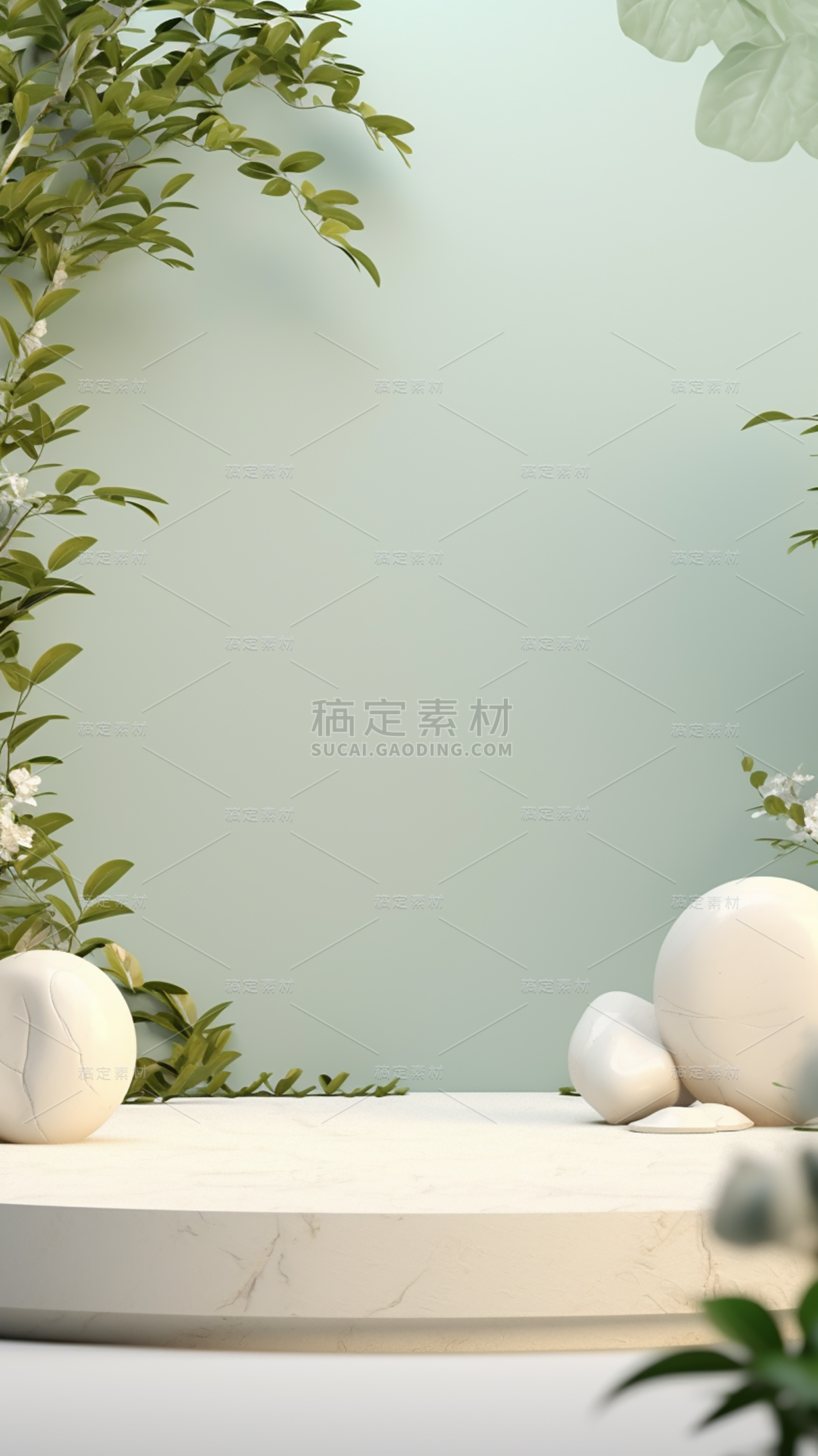 通用电商简约风绿植植物静态场景背景