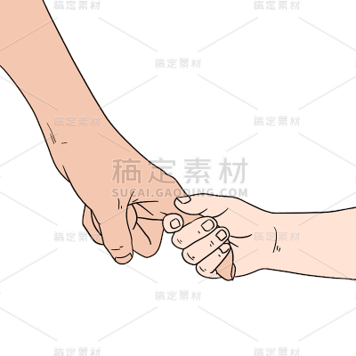 父亲节通用写实插画亲子人物手部动作元素素材