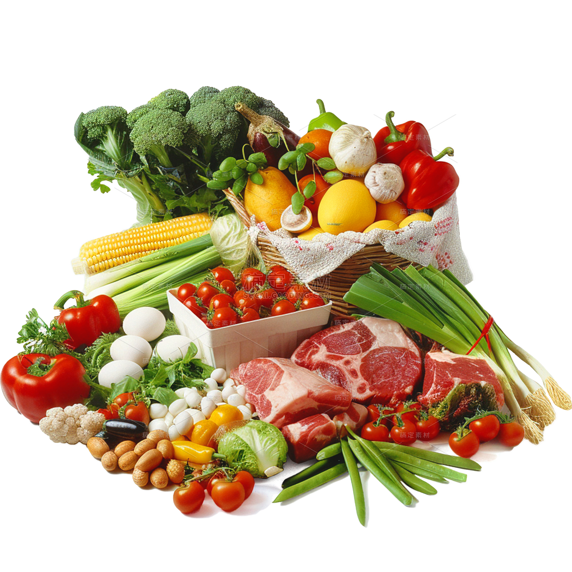 果蔬通用写实多品类蔬菜肉蛋奶组合