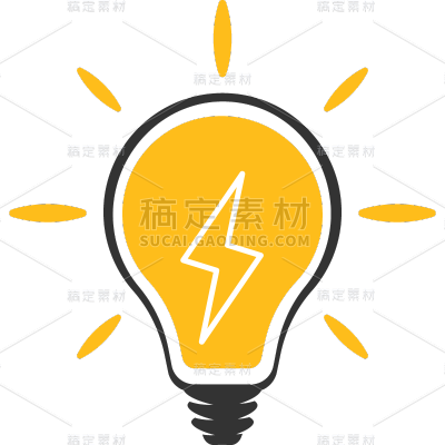 家居系列-插画灯泡图标贴纸元素