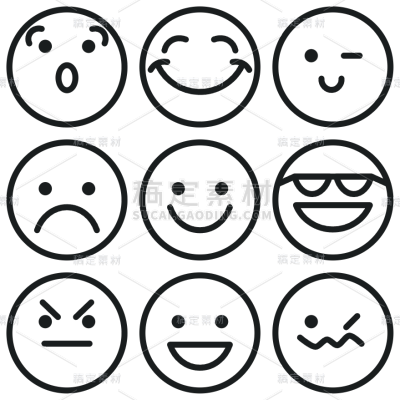 装饰系列矢量黑色emoji元素组合（td）