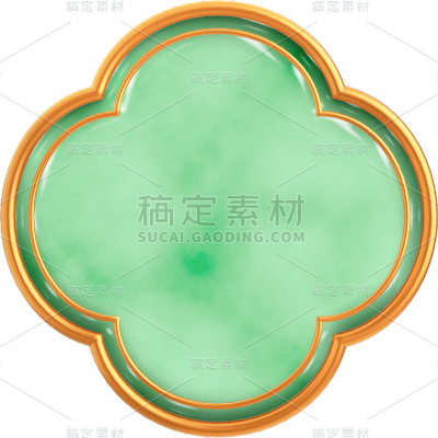 通用中国风中式3D立体绿色质感标题框文本框文字框边框元素素材