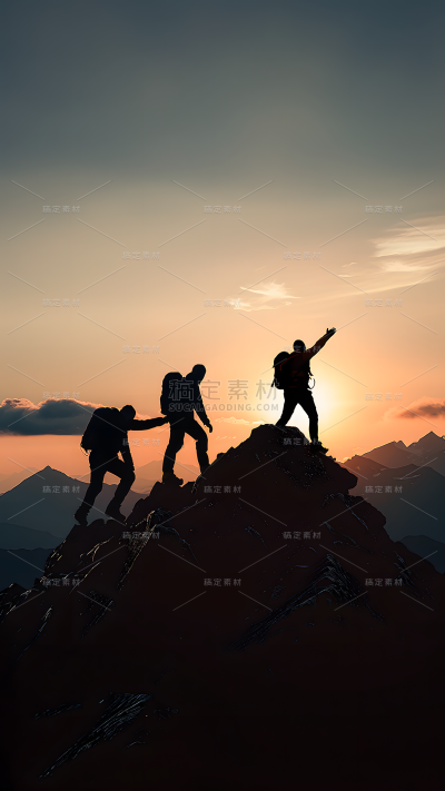 五四青年节通用人物登山背影背景场景图片素材