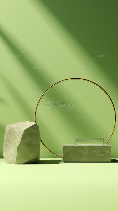 背景通用绿色简约光影感展台背景场景图片素材