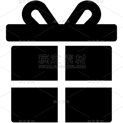 礼物盒元素简洁线条黑白贴纸