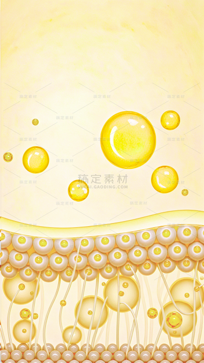 美妆系列科技通透感皮肤表面黄色系分子特效组合