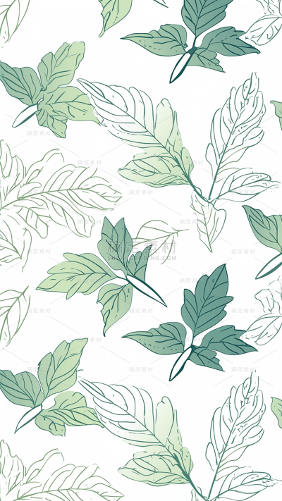 植物通用插画平铺树叶背景场景图片素材
