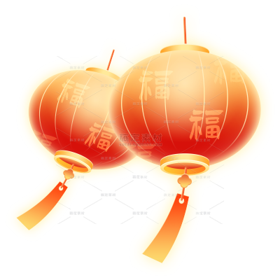 常规中国风边缘弥散发光灯笼贴纸