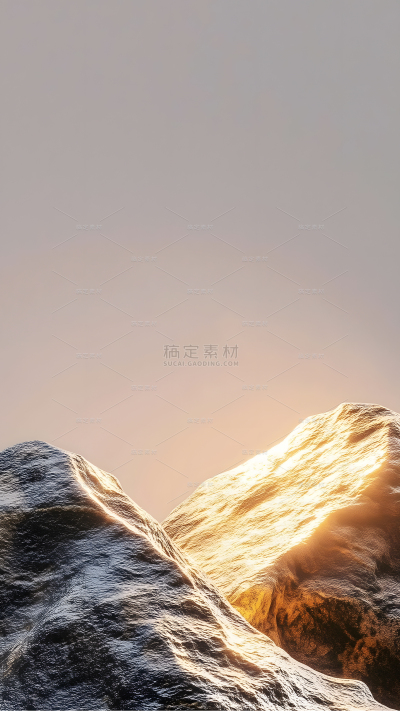 风光系列写实发光岩石展台背景