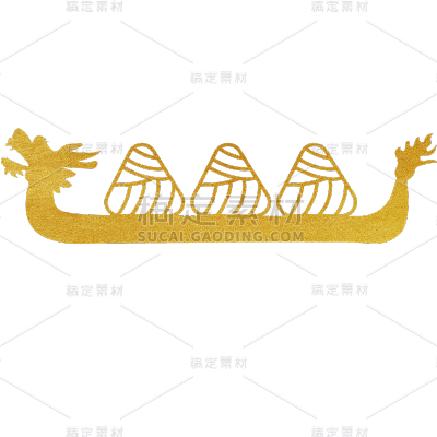 端午节五月初五中国风中式鎏金划龙舟元素素材