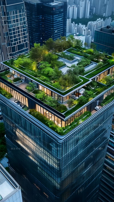建筑系列通用远景屋顶花园背景图片